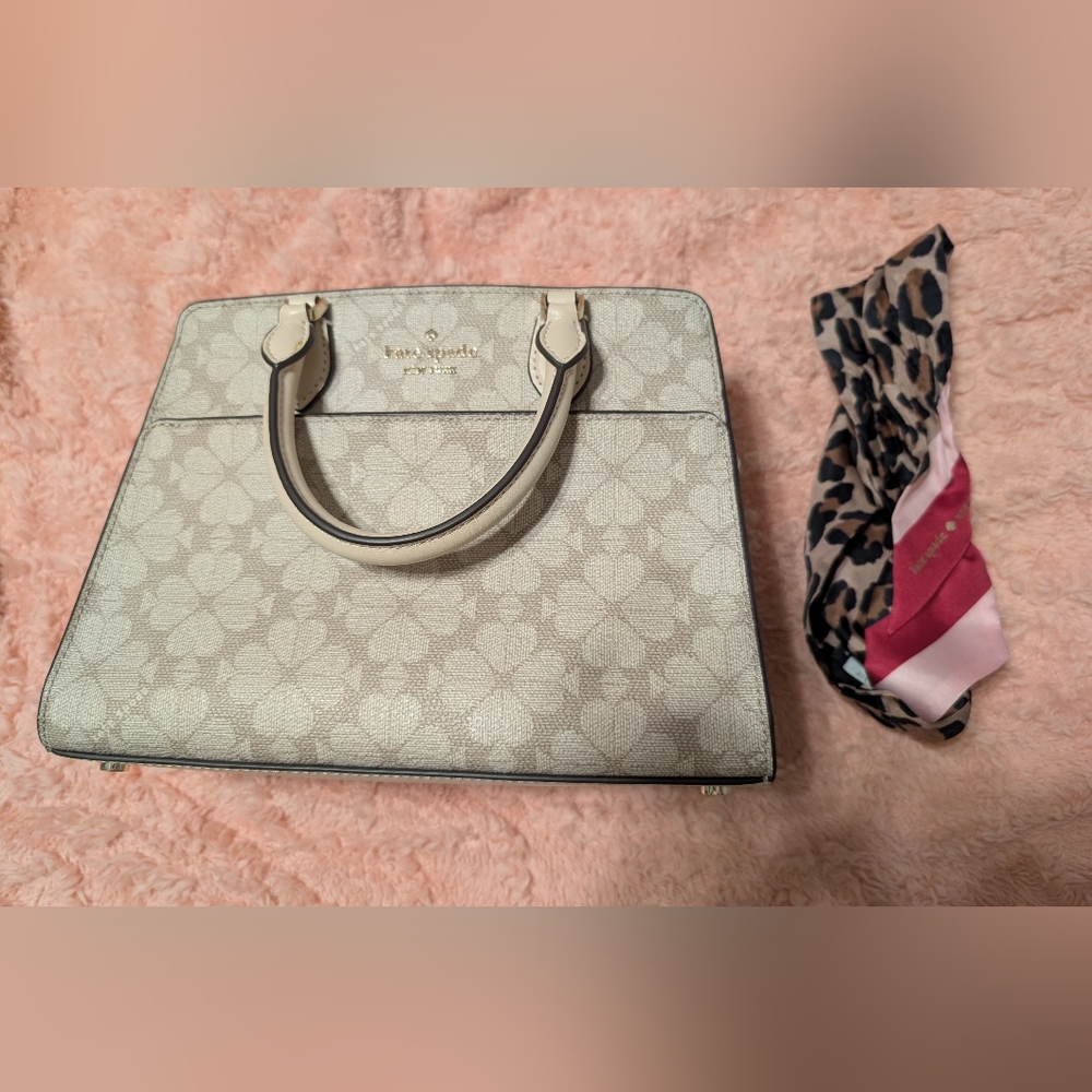 Kate Spade Signature Print Crossbody Satchel With Scarf